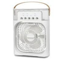 Portable USB Fan, Air Conditioner, Night Light, Water Mist, 3-in-1 Air Humidifier