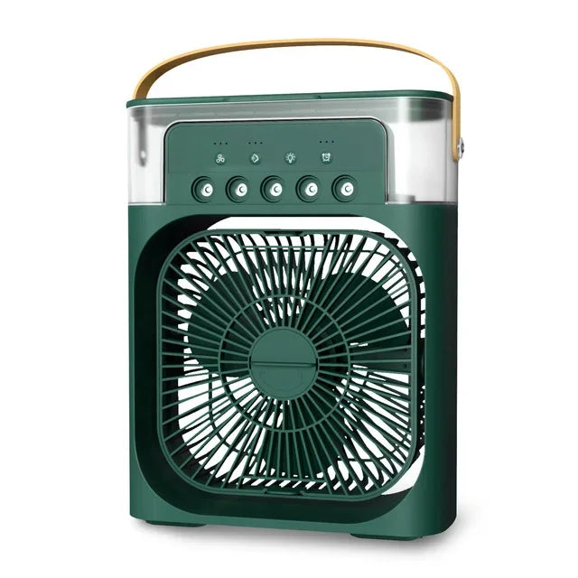 Portable USB Fan, Air Conditioner, Night Light, Water Mist, 3-in-1 Air Humidifier