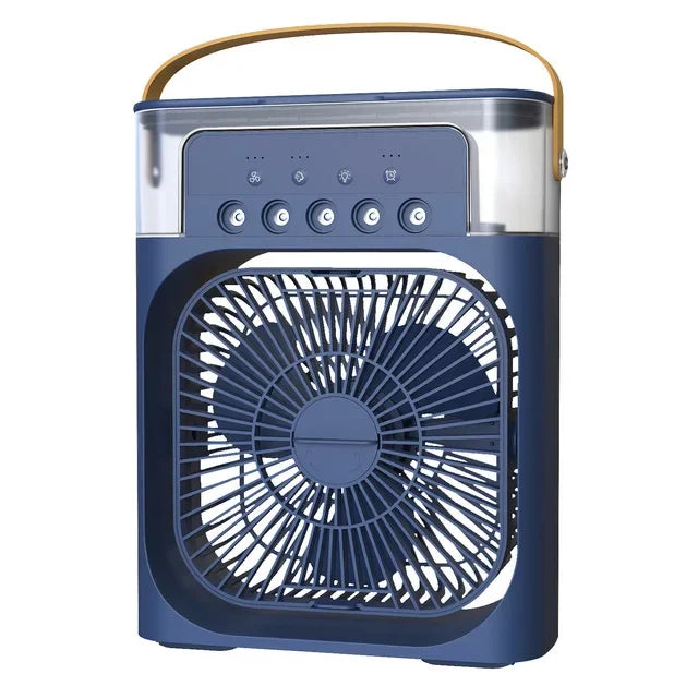 Portable USB Fan, Air Conditioner, Night Light, Water Mist, 3-in-1 Air Humidifier