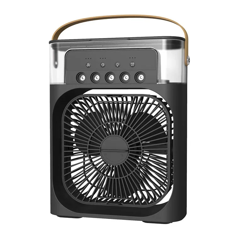 Portable USB Fan, Air Conditioner, Night Light, Water Mist, 3-in-1 Air Humidifier